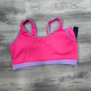 Tempt Me Ribbed Tankini Swim Top Hot Pink Purple Trim Plus Size 20W NWT